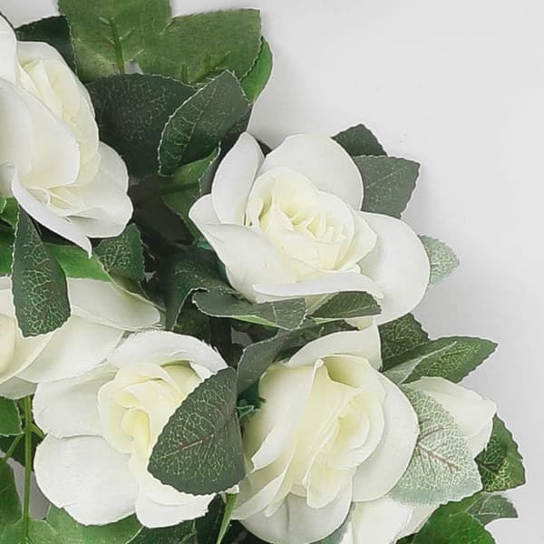 Lollanda Konstgjord rosenväxt och grön växtdekoration – Rosgirlang med blad, realistisk blomdekoration för hem och trädgård
