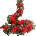 Miniatyrbild 1 av 9: Lollanda Konstgjord rosenväxt och grön växtdekoration – Rosgirlang med blad, realistisk blomdekoration för hem och trädgård