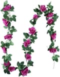 Miniatyrbild 1 av 7: Lollanda Konstgjord rosenväxt och grön växtdekoration – Rosgirlang med blad, realistisk blomdekoration för hem och trädgård