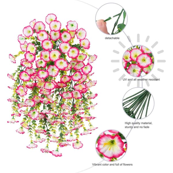 Lollanda 2-pack Konstgjorda Hängblommor 75 cm, Hängande Konstgjord Morning - UV-resistenta, Naturtrogna För Trädgård & Heminredning