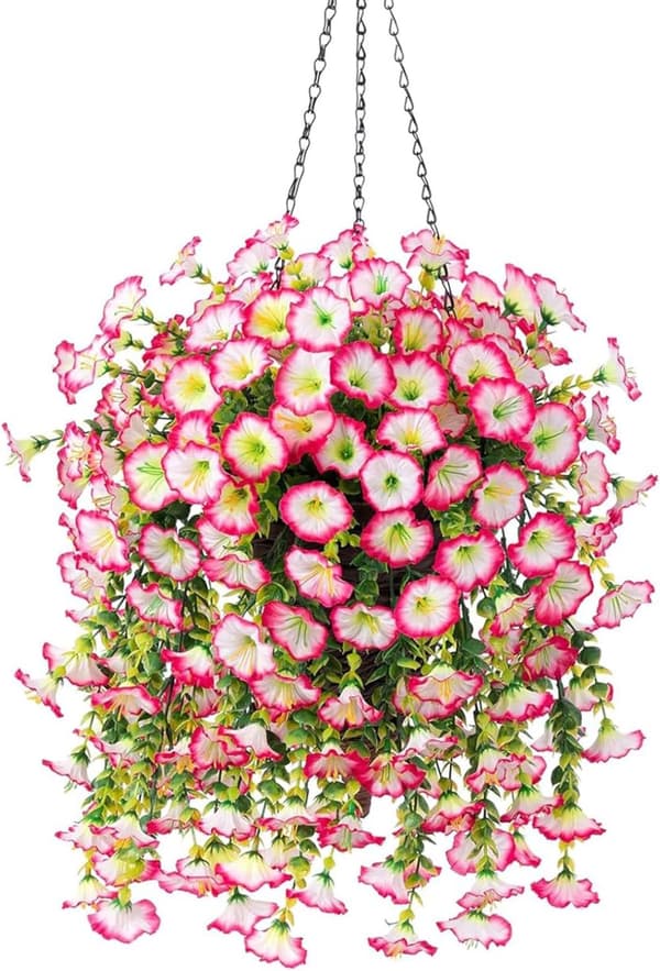 Lollanda 2-pack Konstgjorda Hängblommor 75 cm, Hängande Konstgjord Morning - UV-resistenta, Naturtrogna För Trädgård & Heminredning