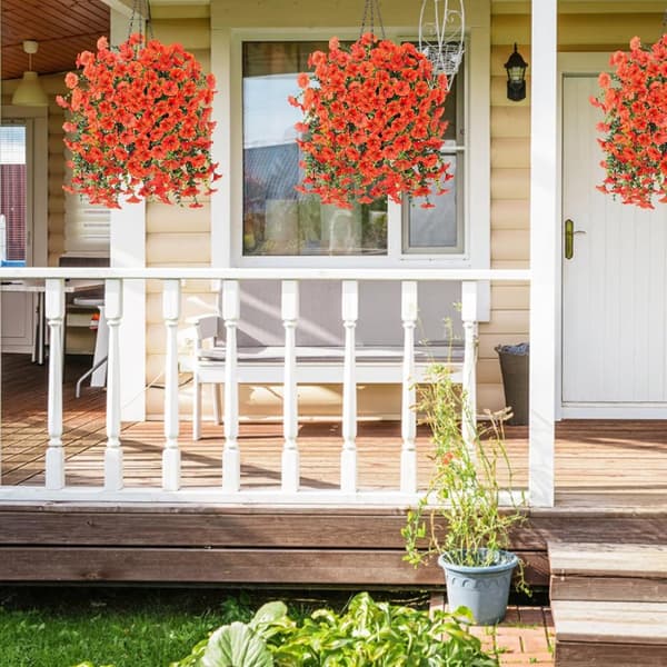 Lollanda 2-pack Konstgjorda Hängblommor 75 cm, Hängande Konstgjord Morning - UV-resistenta, Naturtrogna För Trädgård & Heminredning