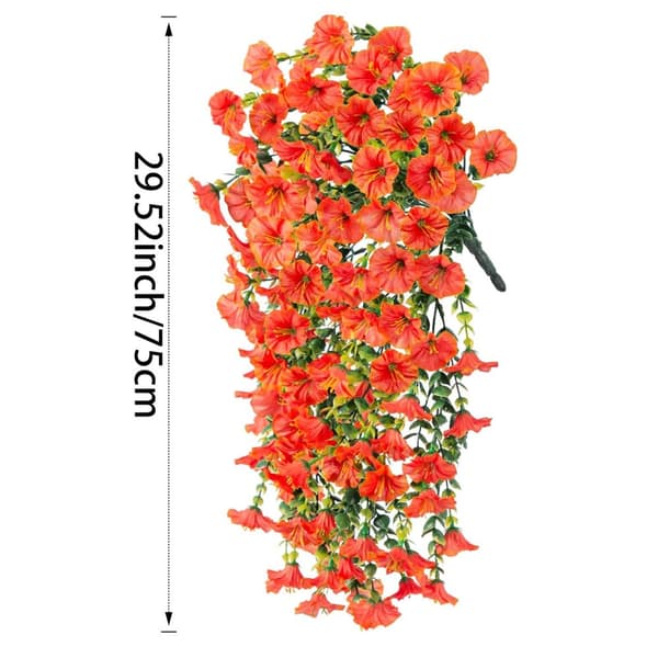 Lollanda 2-pack Konstgjorda Hängblommor 75 cm, Hängande Konstgjord Morning - UV-resistenta, Naturtrogna För Trädgård & Heminredning