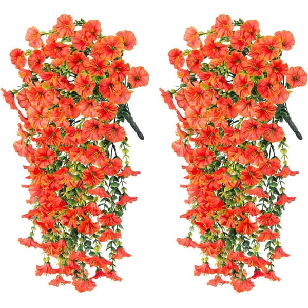 Lollanda 2-pack Konstgjorda Hängblommor 75 cm, Hängande Konstgjord Morning - UV-resistenta, Naturtrogna För Trädgård & Heminredning