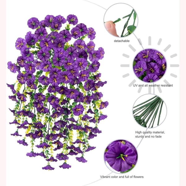 Lollanda 2-pack Konstgjorda Hängblommor 75 cm, Hängande Konstgjord Morning - UV-resistenta, Naturtrogna För Trädgård & Heminredning