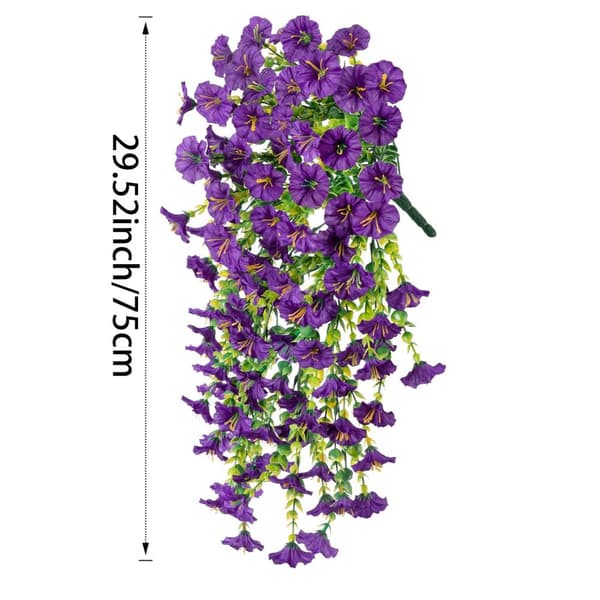 Lollanda 2-pack Konstgjorda Hängblommor 75 cm, Hängande Konstgjord Morning - UV-resistenta, Naturtrogna För Trädgård & Heminredning