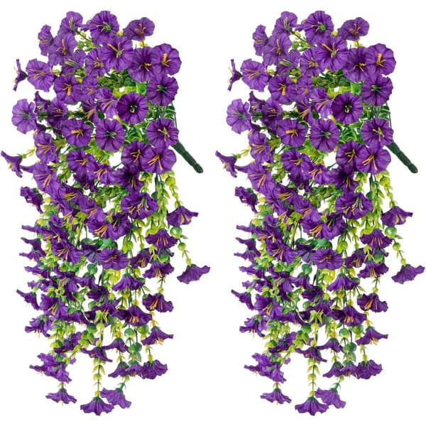 Lollanda 2-pack Konstgjorda Hängblommor 75 cm, Hängande Konstgjord Morning - UV-resistenta, Naturtrogna För Trädgård & Heminredning