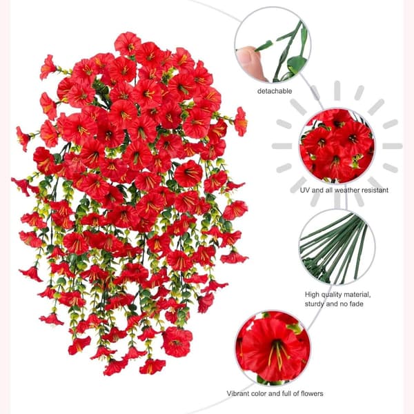 Lollanda 2-pack Konstgjorda Hängblommor 75 cm, Hängande Konstgjord Morning - UV-resistenta, Naturtrogna För Trädgård & Heminredning