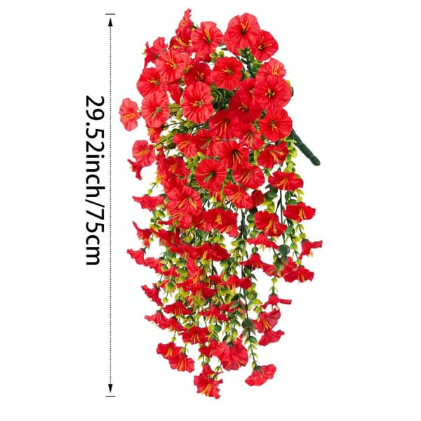Lollanda 2-pack Konstgjorda Hängblommor 75 cm, Hängande Konstgjord Morning - UV-resistenta, Naturtrogna För Trädgård & Heminredning