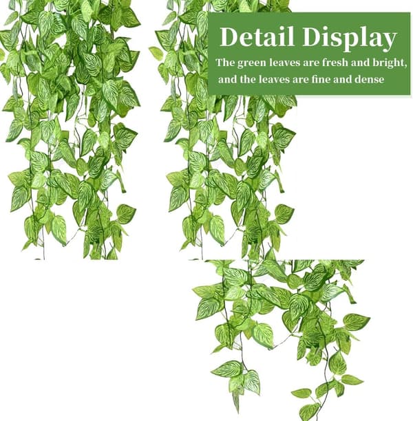Lollanda 2-pack Konstgjorda Hängväxter 105 cm, Murgröna, UV-beständiga - Grön Murgröna för Inomhus/Utomhus