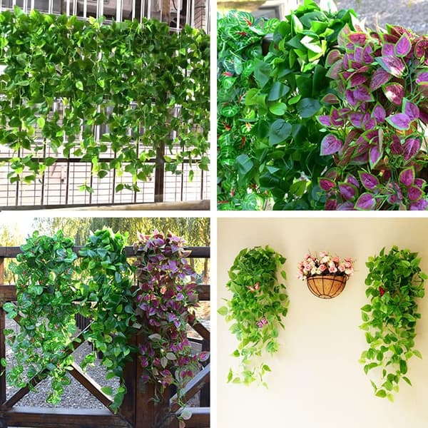 Lollanda 2-pack Konstgjorda Hängväxter 105 cm, Murgröna, UV-beständiga - Grön Murgröna för Inomhus/Utomhus
