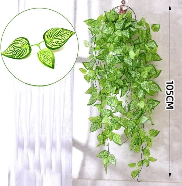 Lollanda 2-pack Konstgjorda Hängväxter 105 cm, Murgröna, UV-beständiga - Grön Murgröna för Inomhus/Utomhus