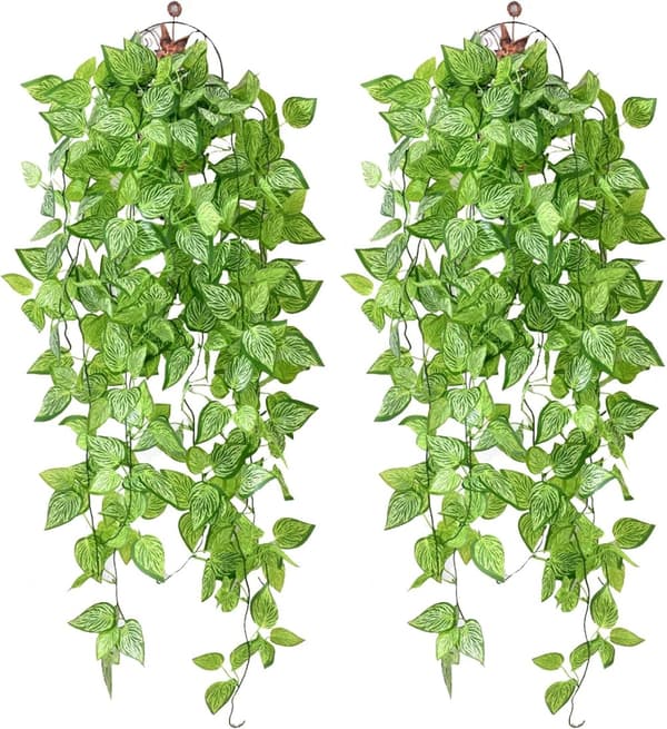 Lollanda 2-pack Konstgjorda Hängväxter 105 cm, Murgröna, UV-beständiga - Grön Murgröna för Inomhus/Utomhus