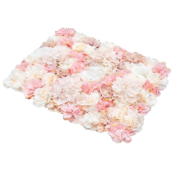 Konstgjord Blomvägg, Silke och Plastmaterial, Elegant Design, 12-delars Set,Rosa