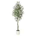 Miniatyrbillede 2 af 2: Faux Oliventræ, Hvid Blomsterkrukke, Grøn Mos, 2 stk,180cm