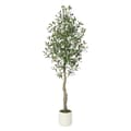 Miniatyrbillede 1 af 2: Faux Oliventræ, Hvid Blomsterkrukke, Grøn Mos, 2 stk,180cm