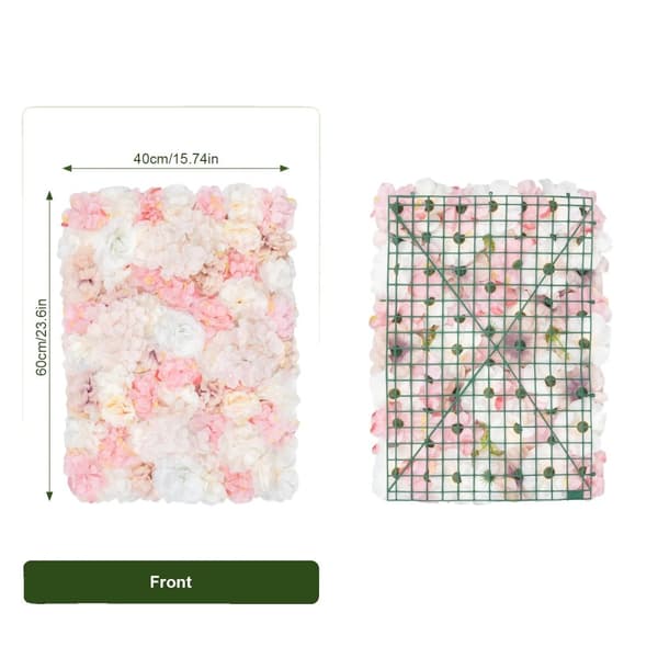 Kunstig Blomster Vægpanel, Silkemateriale, 12 Paneler, Elegant Design,Lyserød