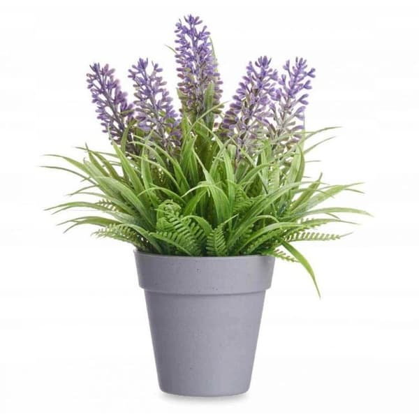 Faux blomma - torkad blomma Springos konstgjord lavendel i grå kruka