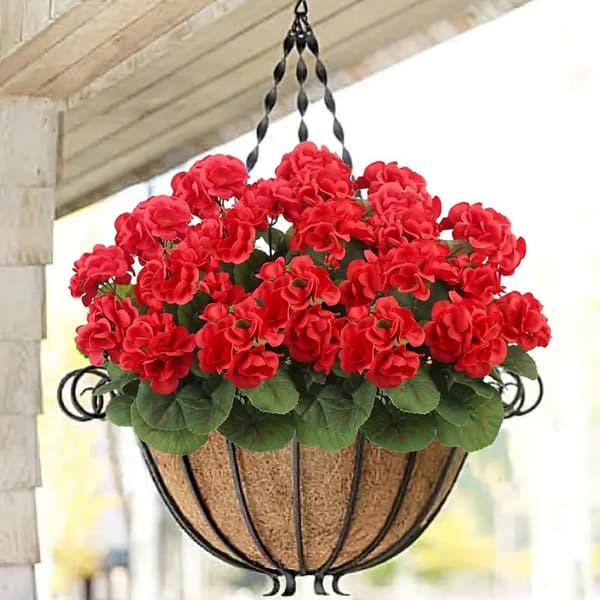 OBOSOE 24-pak kunstige pelargonier, UV-resistente falske blomster udendørs planter indretning