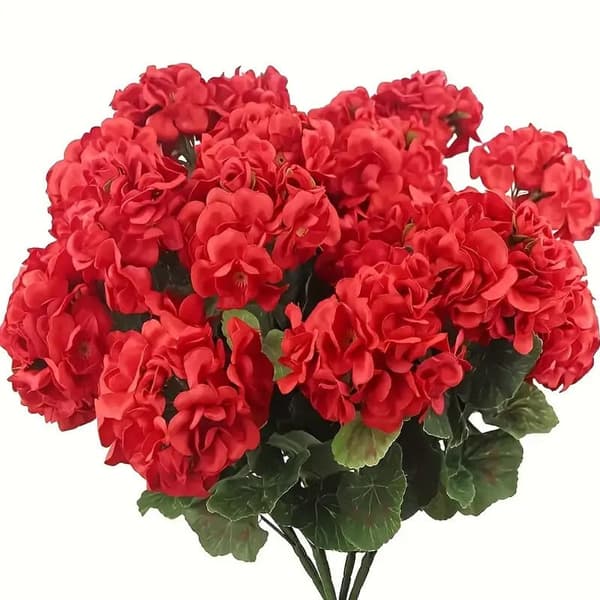 OBOSOE 24-pak kunstige pelargonier, UV-resistente falske blomster udendørs planter indretning