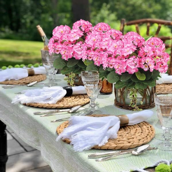 OBOSOE 24-pak kunstige pelargonier, UV-resistente falske blomster udendørs planter indretning