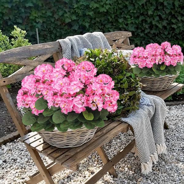 OBOSOE 24-pak kunstige pelargonier, UV-resistente falske blomster udendørs planter indretning