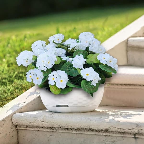OBOSOE 24-pak kunstige pelargonier, UV-resistente falske blomster udendørs planter indretning