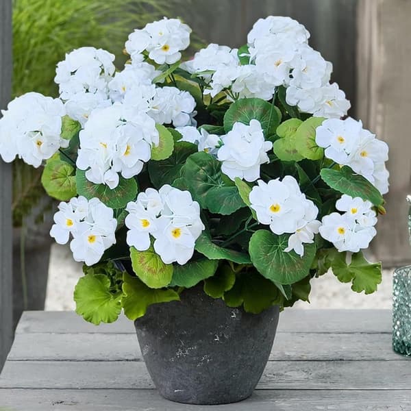 OBOSOE 24-pak kunstige pelargonier, UV-resistente falske blomster udendørs planter indretning