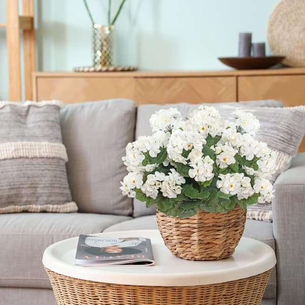 OBOSOE 24-pak kunstige pelargonier, UV-resistente falske blomster udendørs planter indretning