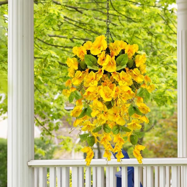 Lollanda 2-pack Konstgjorda hängväxter med UV-skydd – äppelblomsrankor för utomhus och inomhus dekoration, balkong och trädgård