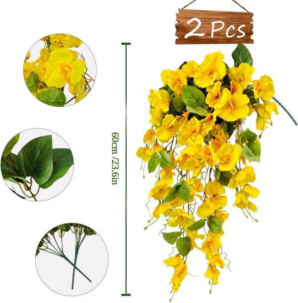 Lollanda 2-pack Konstgjorda hängväxter med UV-skydd – äppelblomsrankor för utomhus och inomhus dekoration, balkong och trädgård