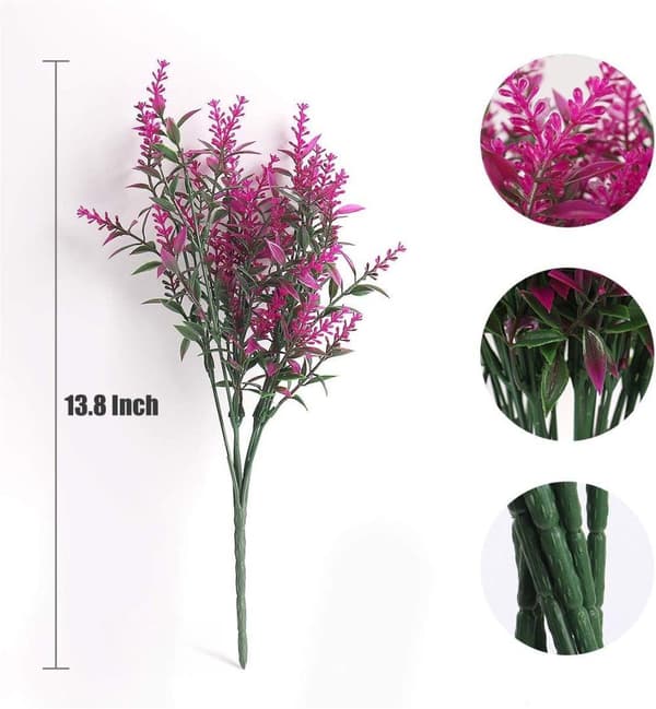 OBOSOE 20-pak kunstige blomster udendørs UV-resistente – kunstige planter og plastplanter til haveindretning