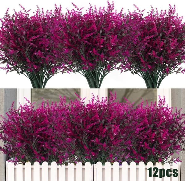 OBOSOE 20-pak kunstige blomster udendørs UV-resistente – kunstige planter og plastplanter til haveindretning