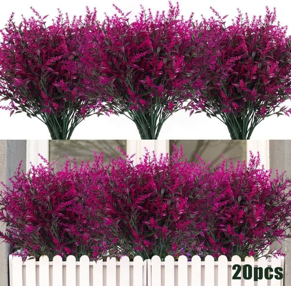 OBOSOE 20-pak kunstige blomster udendørs UV-resistente – kunstige planter og plastplanter til haveindretning