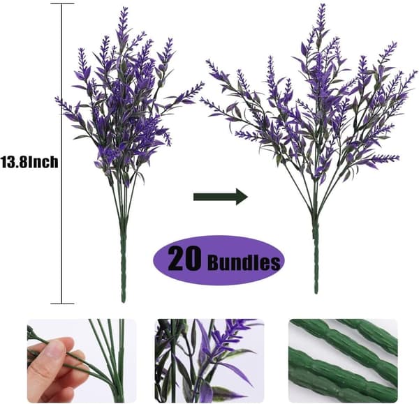 OBOSOE 20-pak kunstige blomster udendørs UV-resistente – kunstige planter og plastplanter til haveindretning