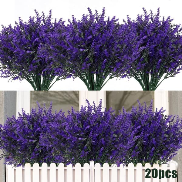 OBOSOE 20-pak kunstige blomster udendørs UV-resistente – kunstige planter og plastplanter til haveindretning