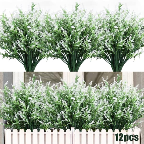 OBOSOE 20-pak kunstige blomster udendørs UV-resistente – kunstige planter og plastplanter til haveindretning