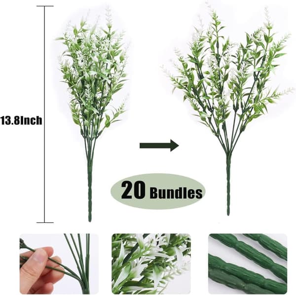 OBOSOE 20-pak kunstige blomster udendørs UV-resistente – kunstige planter og plastplanter til haveindretning