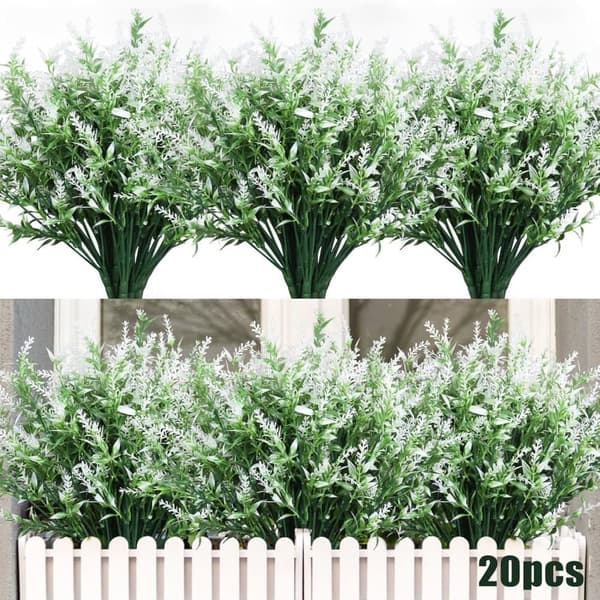 OBOSOE 20-pak kunstige blomster udendørs UV-resistente – kunstige planter og plastplanter til haveindretning