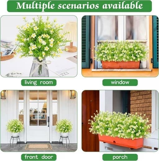 Lollanda kunstige blomster 6 stk, kunstige blomster – vejrbestandige, formbare, dekoration - naturtro blomster til have- og boligindretning