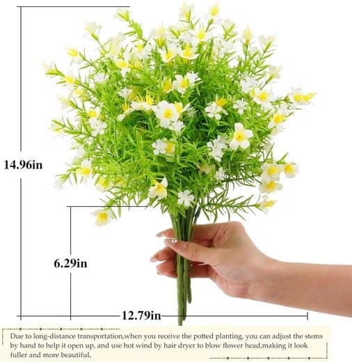 Lollanda kunstige blomster 6 stk, kunstige blomster – vejrbestandige, formbare, dekoration - naturtro blomster til have- og boligindretning