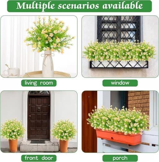 Lollanda kunstige blomster 6 stk, kunstige blomster – vejrbestandige, formbare, dekoration - naturtro blomster til have- og boligindretning