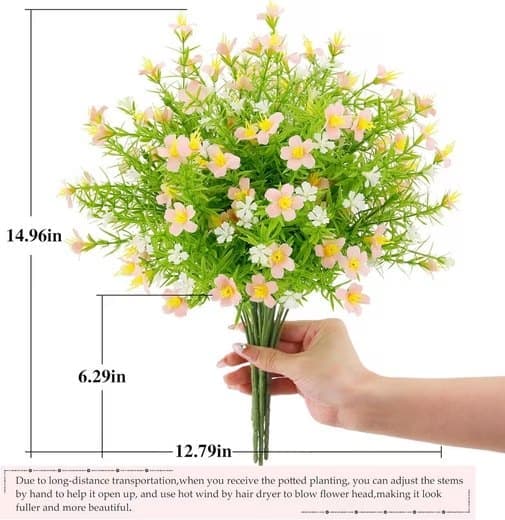 Lollanda kunstige blomster 6 stk, kunstige blomster – vejrbestandige, formbare, dekoration - naturtro blomster til have- og boligindretning