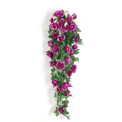 Lollanda kunstige rosenvinstokke 1 stk., hængende kunstige blomster – 90 cm, vejrbestandig dekoration, naturtro blomster til have- og boligindretning Lilla 1 - st