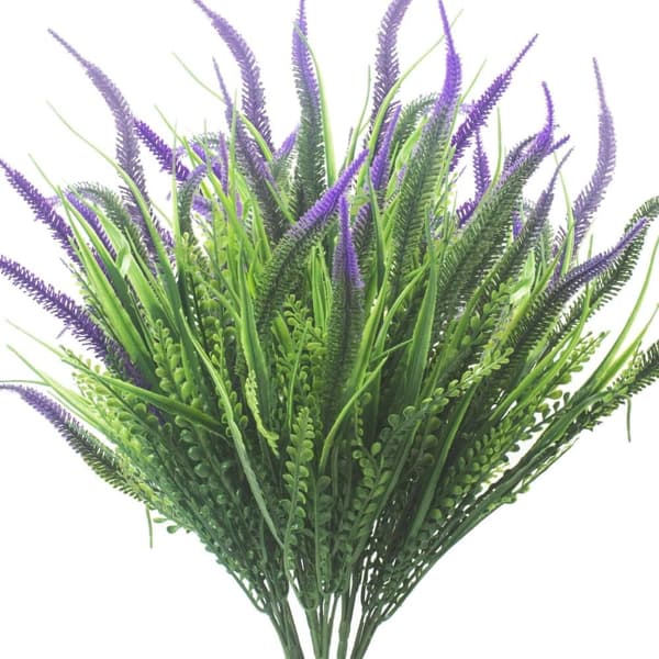 OBOSOE 10 bundter kunstige blomster med græs kunstige blomster til have og vindueskasse