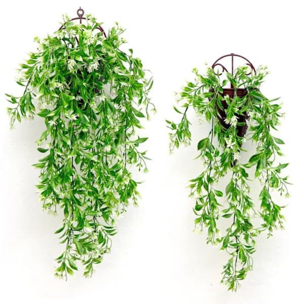 Lollanda Kunstig Vedbend 2 stk, Hængende kunstige blomster – 74 cm, Vejrbestandig, Formbar, Vejrbestandig Dekoration, Naturtro blomster til T