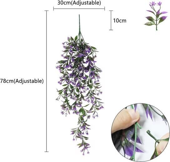 Lollanda Kunstig Vedbend 2 stk, Hængende kunstige blomster – 74 cm, Vejrbestandig, Formbar, Vejrbestandig Dekoration, Naturtro blomster til T