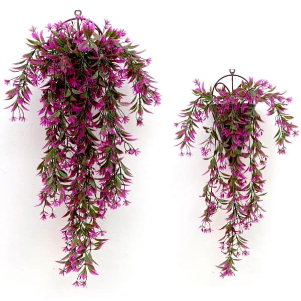 Lollanda Kunstig Vedbend 2 stk, Hængende kunstige blomster – 74 cm, Vejrbestandig, Formbar, Vejrbestandig Dekoration, Naturtro blomster til T