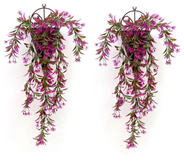 Lollanda Kunstig Vedbend 2 stk, Hængende kunstige blomster – 74 cm, Vejrbestandig, Formbar, Vejrbestandig Dekoration, Naturtro blomster til T
