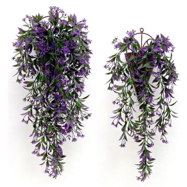 Lollanda Kunstig Vedbend 2 stk, Hængende kunstige blomster – 74 cm, Vejrbestandig, Formbar, Vejrbestandig Dekoration, Naturtro blomster til T